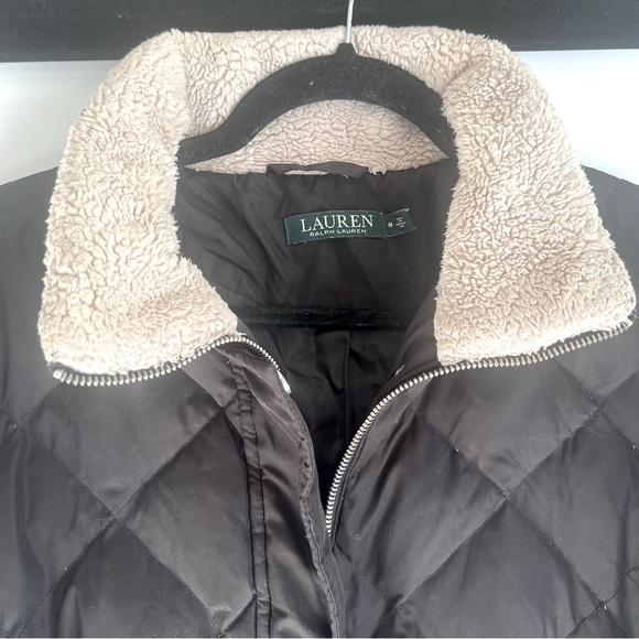 Lauren Ralph Lauren Black Quilted Down Insulated Puffer Coat Size M - No Hood